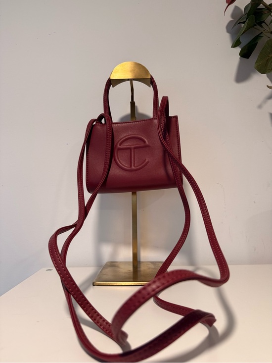 Telfar Handbags - Telfar Mini Leather Crossbody Bag in Burgundy